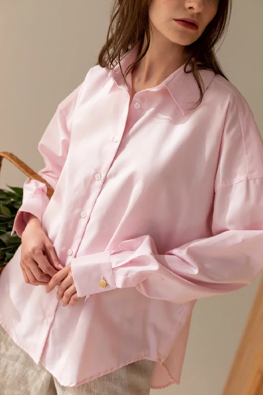 Classic Oversize Shirt Pink Knit Fabric Woven Fabric Fleece Fabric