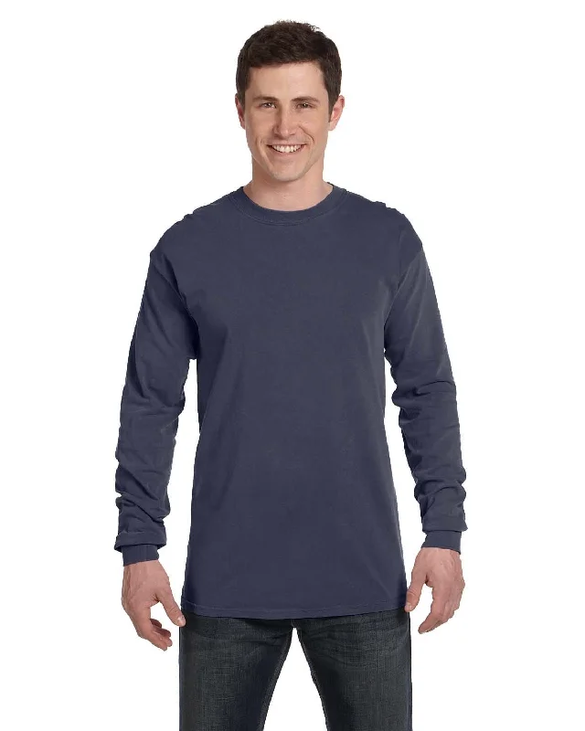 Comfort Colors Garment-Dyed Long Sleeve T-Shirt | Denim Collared T-Shirt Boat Neck A-Line Comfort Colors Garment-Dyed Long Sleeve T-Shirt | Denim Collared T-Shirt Boat Neck A-Line