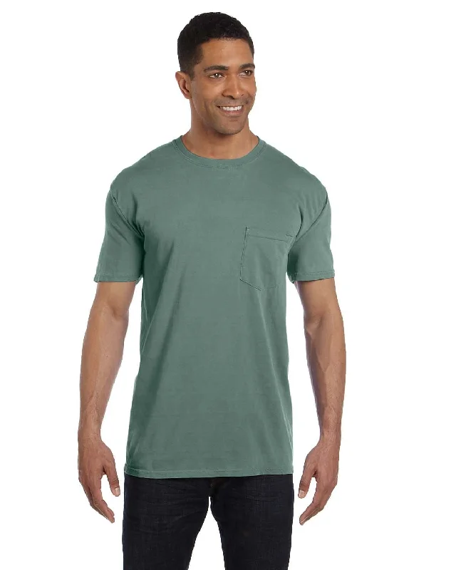 Comfort Colors Garment-Dyed Pocket T-Shirt | Light Green Zippered Buttoned Snapped