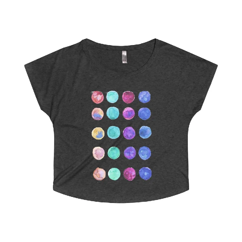 Cute Watercolor Dots Print Women's Tri-Blend T-Shirt Made in U.S.A. (US Size: S-XL) Embroidered Appliqued Beaded Cute Watercolor Dots Print Women's Tri-Blend T-Shirt Made in U.S.A. (US Size: S-XL) Embroidered Appliqued Beaded