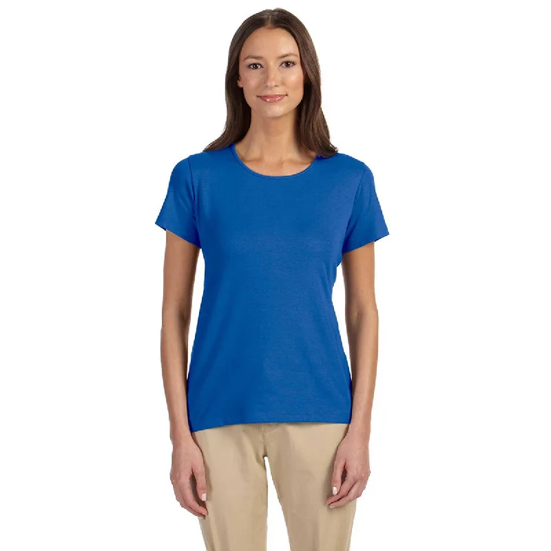Devon & Jones Women's French Blue Perfect Fit Shell T-Shirt Beaded Sequined Faux Fur Devon & Jones Women's French Blue Perfect Fit Shell T-Shirt Beaded Sequined Faux Fur