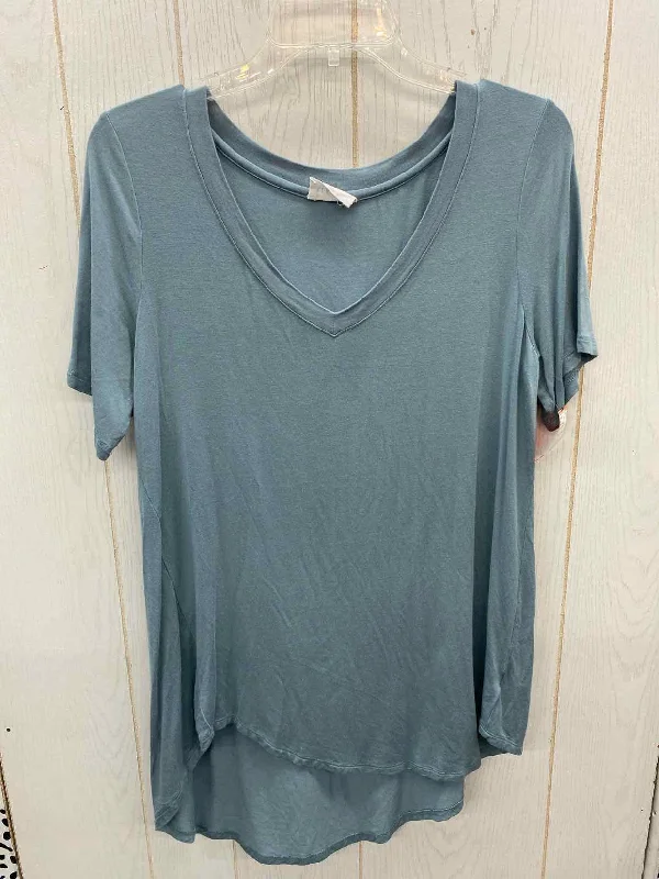 Ellie Autumn Blue Womens Size M Shirt Lace Blend Ribbed Blend Corduroy Blend