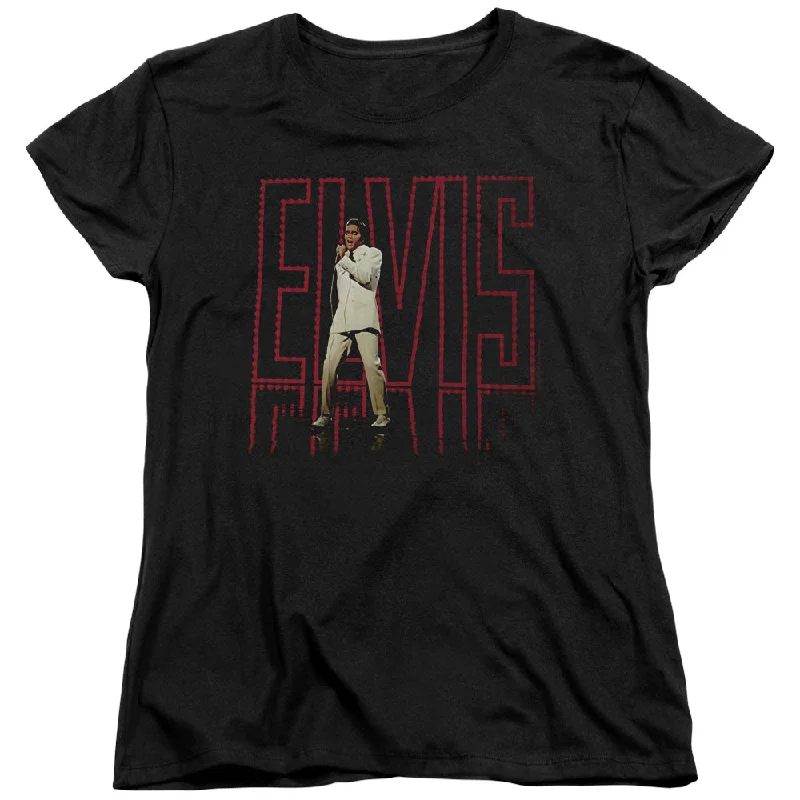 Elvis Presley Elvis 68 Album Women's 18/1 100% Cotton Short-Sleeve T-Shirt Satin Fabric Silk Fabric Chiffon Fabric Elvis Presley Elvis 68 Album Women's 18/1 100% Cotton Short-Sleeve T-Shirt Satin Fabric Silk Fabric Chiffon Fabric