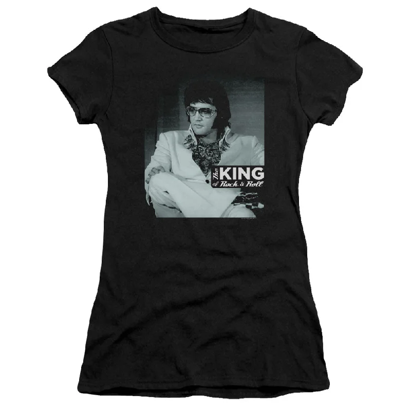 Elvis Presley Good To Be Junior's 30/1 100% Cotton Cap-Sleeve Sheer T-Shirt Graphic T-Shirt Round Neck Polyester Elvis Presley Good To Be Junior's 30/1 100% Cotton Cap-Sleeve Sheer T-Shirt Graphic T-Shirt Round Neck Polyester