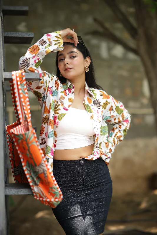 Floral Beauty 100% Cotton Full Sleeves Women's Shirt Graphic T-Shirt Round Neck Polyester Floral Beauty 100% Cotton Full Sleeves Women's Shirt Graphic T-Shirt Round Neck Polyester