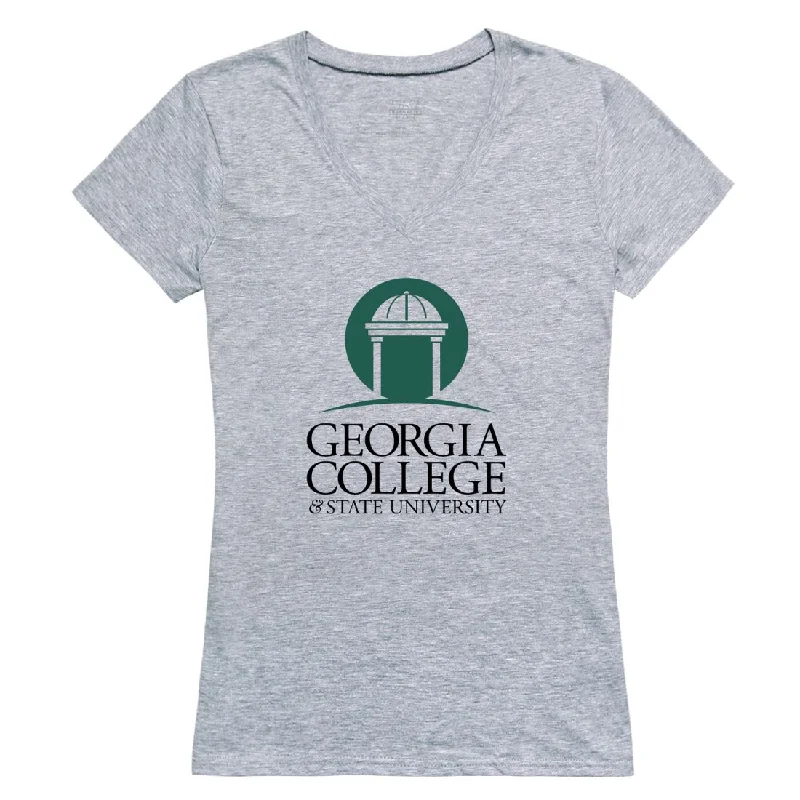 Georgia College and State University Bobcats Womens Seal T-Shirt Ribbed Striped Patterned