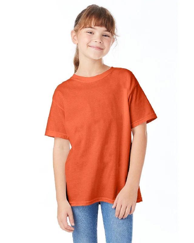 Hanes Youth ComfortSoft T-Shirt | Texas Orange Zippered Front Buttoned Front Snap Front