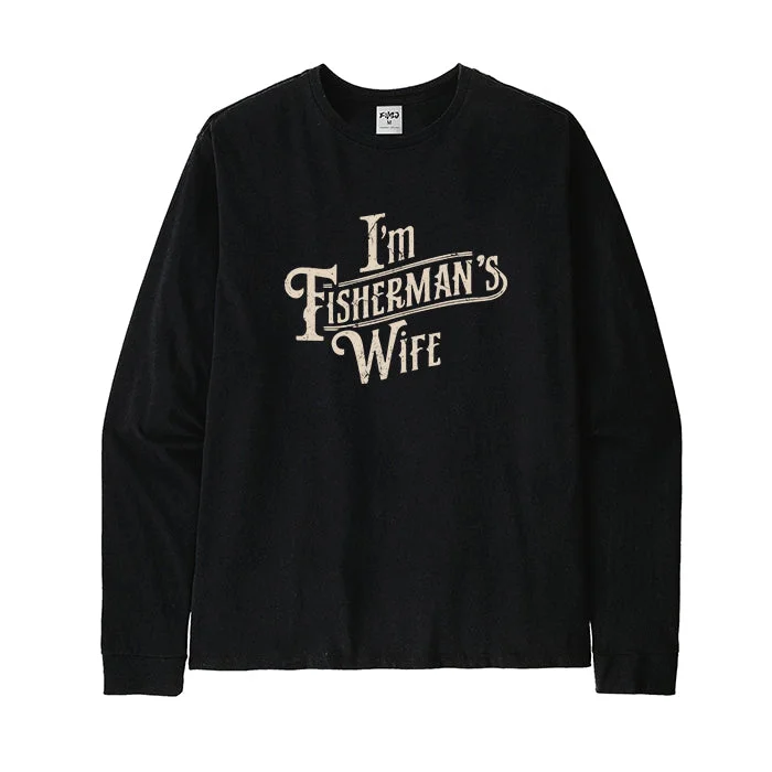 I'm Fisherman's Wife Long Sleeve T-Shirt for Women Houndstooth Herringbone Solid