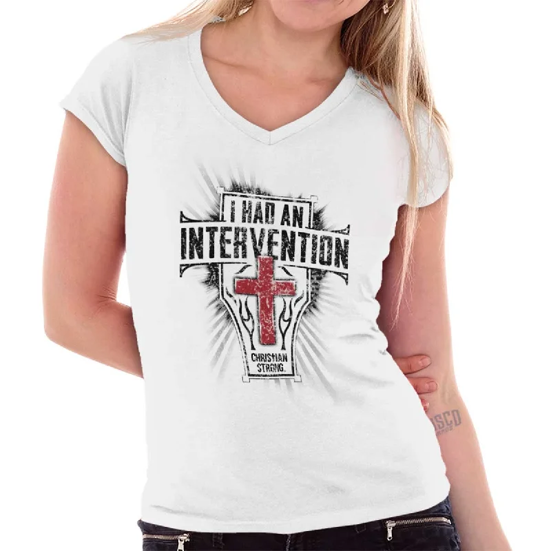 Intervention Junior Fit V-Neck T-Shirt Elegant Classic Vintage