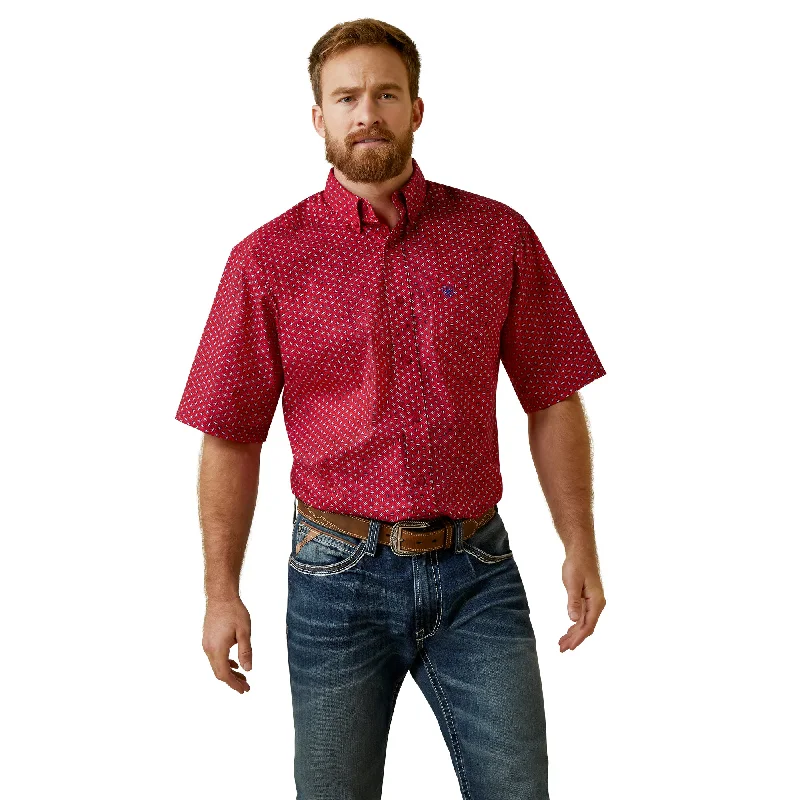 Red Western Shirt Jeremy Classic Fit Front Pockets Side Pockets Patch Pockets