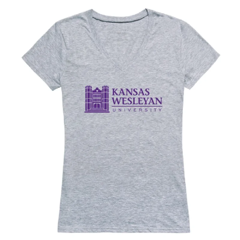 Kansas Wesleyan University Coyotes Womens Seal T-Shirt Solid Print Embellished