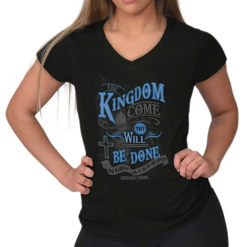 Kingdom Come Junior Fit V-Neck T-Shirt Terry Blend Velvet Blend Canvas Blend