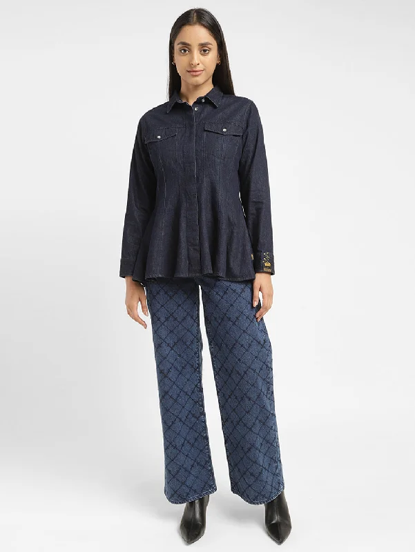 Levi's x Deepika Padukone Woven Shirt Notch Collar Peter Pan Collar Cowl Neck