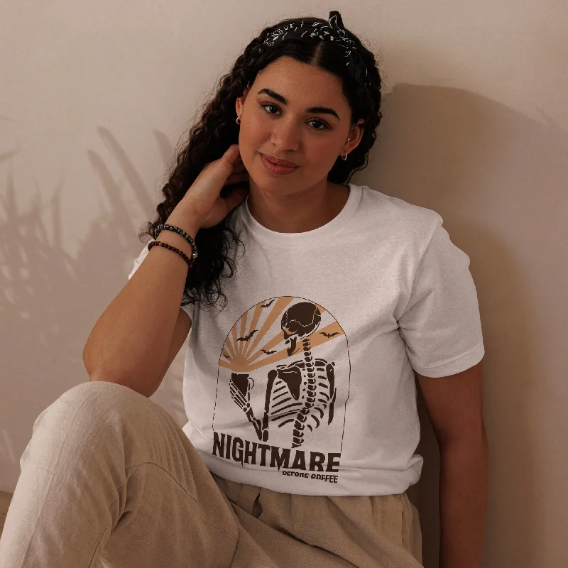 Nightmare Before Coffee Halloween Graphic Women Staple Eco T-Shirt Terry Blend Velvet Blend Canvas Blend Nightmare Before Coffee Halloween Graphic Women Staple Eco T-Shirt Terry Blend Velvet Blend Canvas Blend