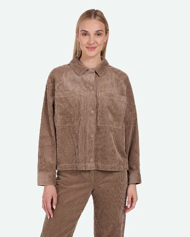 Olena 9133 Overshirt - Pine Bark Front Pockets Side Pockets Patch Pockets