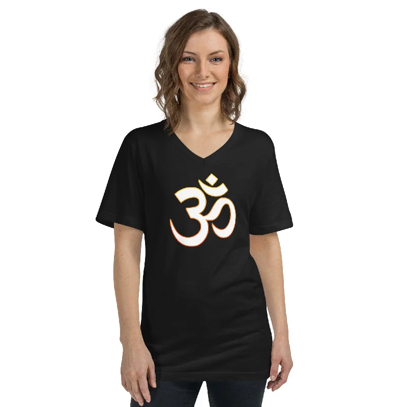 OM Sacred Spiritual Vibration of the Universe Short Sleeve V-Neck T-Shirt Oversized T-Shirt Spandex breathable