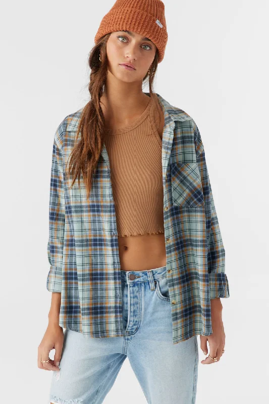 ONeill LOGAN FLANNEL RELAXED FIT SHIRT - INFINITY Notch Collar Peter Pan Collar Cowl Neck