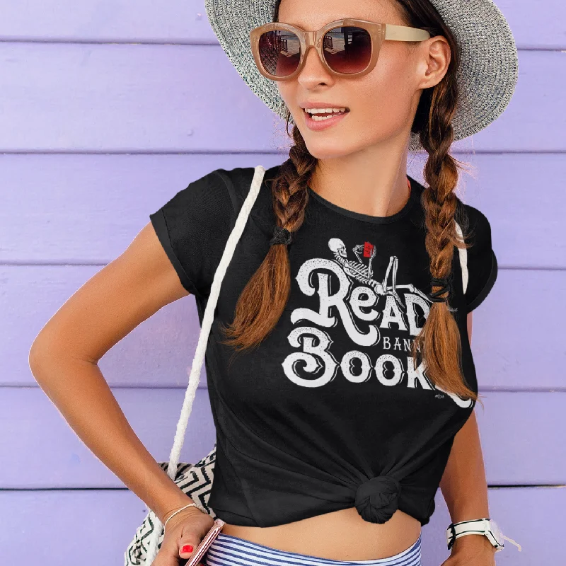 Read Banned Books Ladies Graphic T-Shirt Basic T-Shirt Crew Neck Short Sleeve