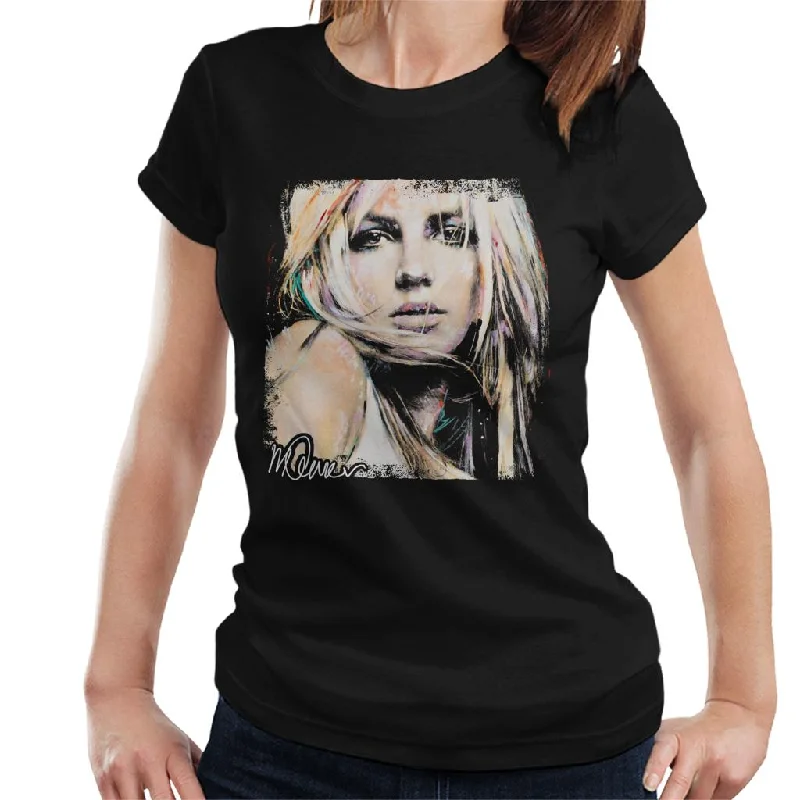 Sidney Maurer Original Portrait Of Britney Spears Women's T-Shirt Chenille Fabric Brocade Fabric Lace Fabric