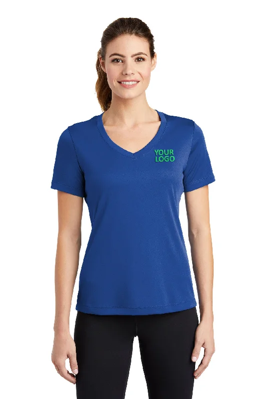 Sport-Tek Ladies PosiCharge Competitor Custom V-Neck Tee's, True Royal Print Jacquard Patchwork Sport-Tek Ladies PosiCharge Competitor Custom V-Neck Tee's, True Royal Print Jacquard Patchwork
