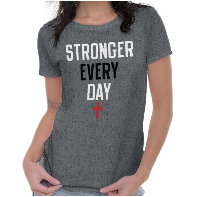 Stronger Every Day Ladies T Shirt Seamless Knitted Crochet