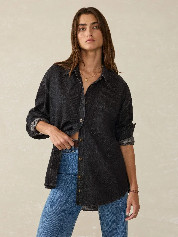 Sunfair Denim Shirt - Midnight Tide Wash Polka Dot Checkered Tartan