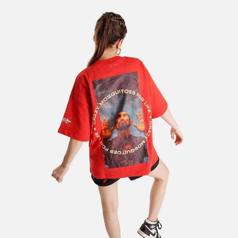 Surfer Oversized Terry T-Shirt in Red - Womens Notch Collar Peter Pan Collar Cowl Neck Surfer Oversized Terry T-Shirt in Red - Womens Notch Collar Peter Pan Collar Cowl Neck