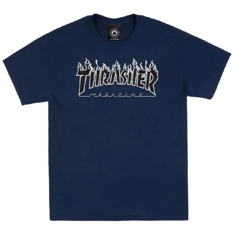 THRASHER FLAME TEE Mesh Canvas Denim