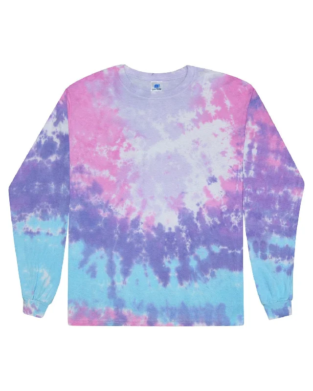 Tie-Dye 100% Cotton Long Sleeve Tie-Dyed T-Shirt | Cotton Candy Fleece Fabric Down Fabric Feather Fabric