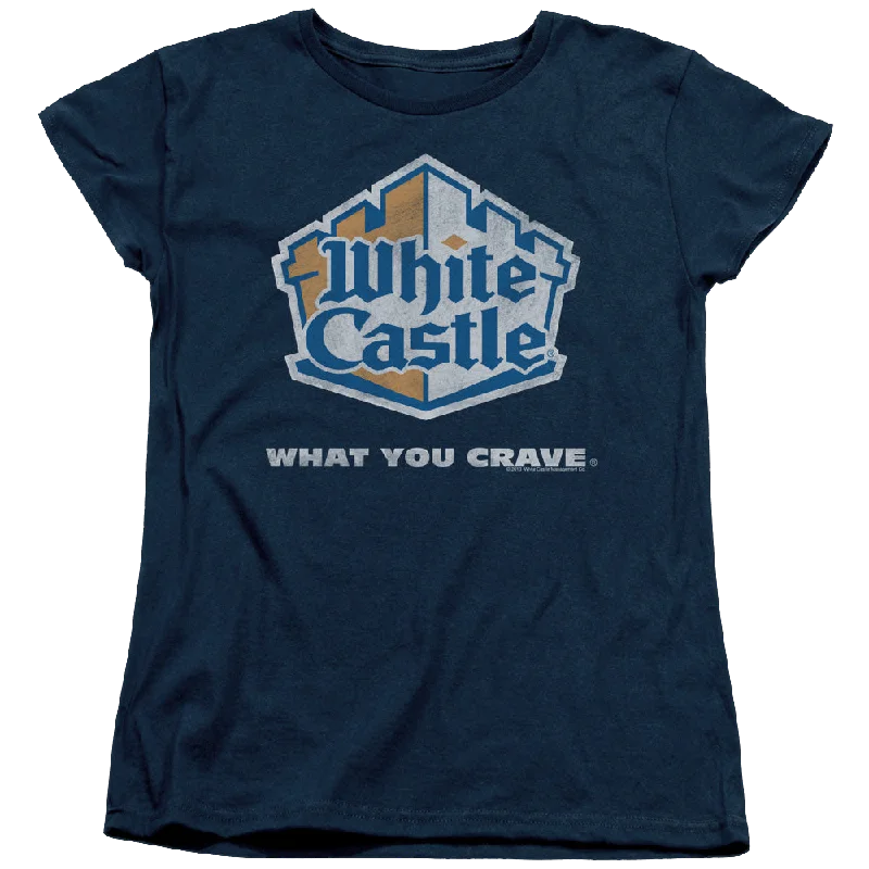 White Castle Distressed Logo - Women's T-Shirt Nylon Fabric Polyester Fabric Spandex Fabric