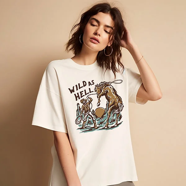 Wild As Hell Heavyweight Western Tee Casual Formal Business