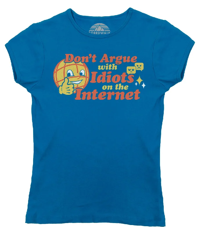 Women's Don't Argue With Idiots On The Internet T-Shirt Solid Print Embellished