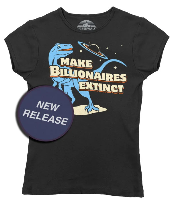 Women's Make Billionaires Extinct T-Shirt Solid Print Embellished