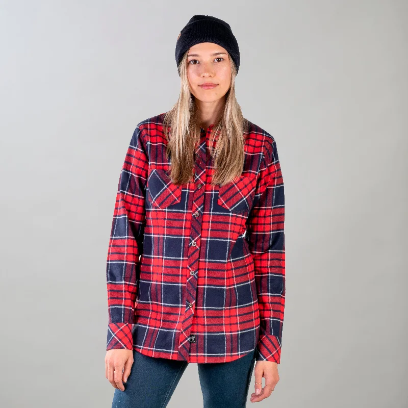 Women's Every Day Flannel Shirt- Kokonee Red Wool Fabric Cashmere Fabric Tweed Fabric