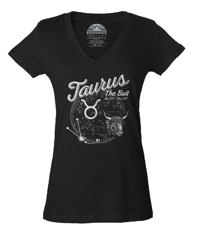 Women's Vintage Taurus Vneck T-Shirt Notch Collar Peter Pan Collar Cowl Neck