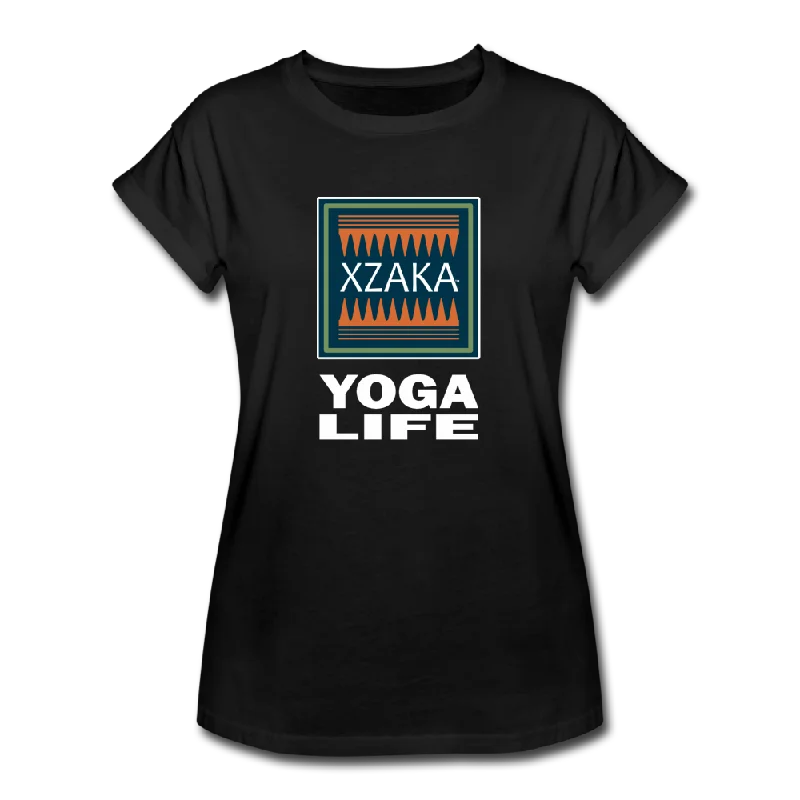 XZAKA - Women "Yoga Life" T-Shirt - W3560 Silk Blend Satin Velvet