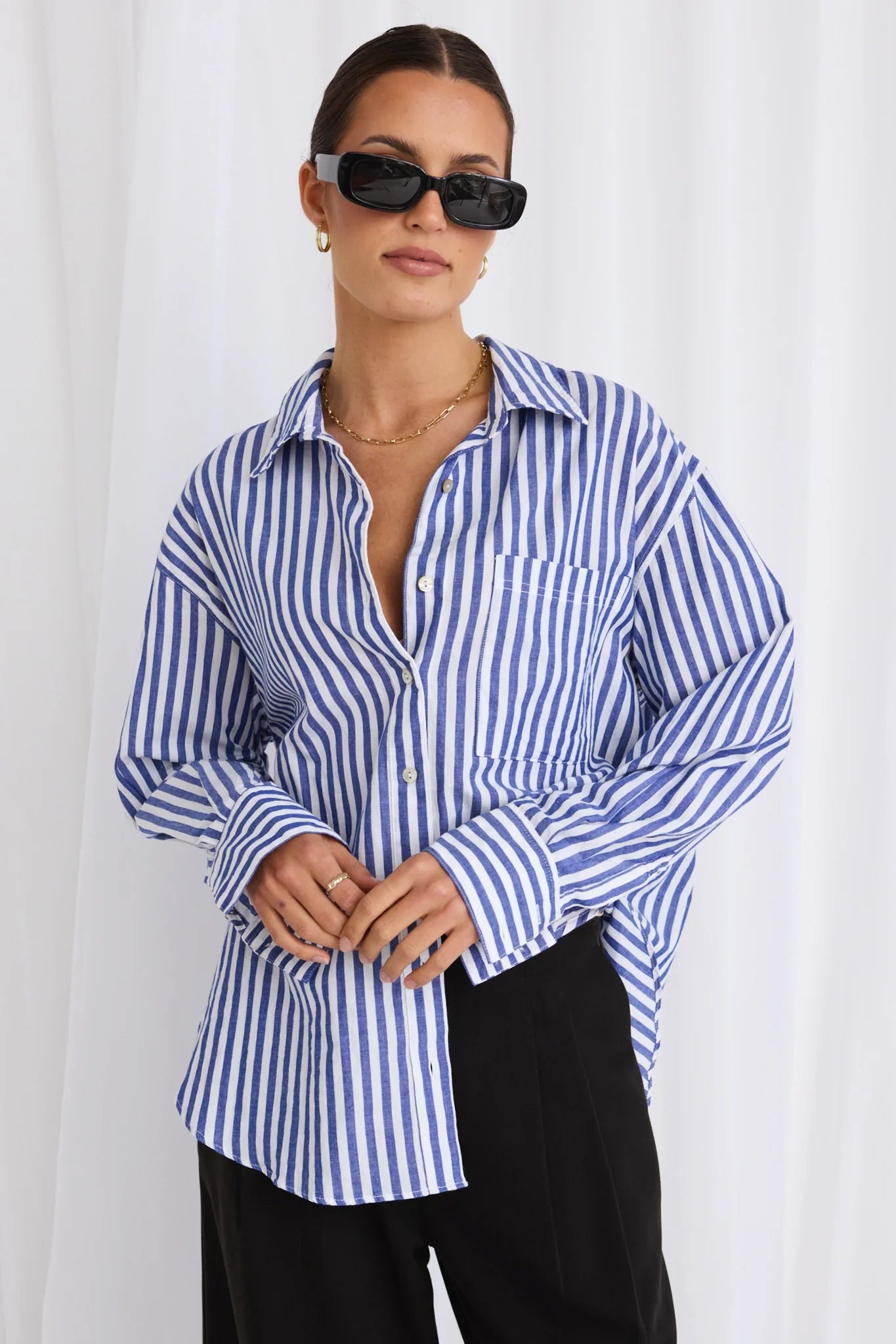 You Got This Stripe Shirt Blue Casual Formal Business